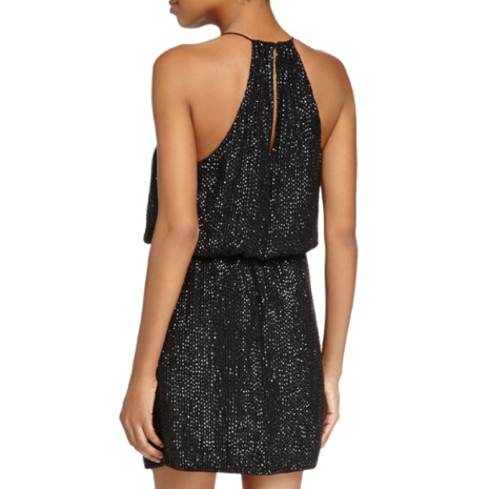 NWT Parker black silver beaded cocktail dress - Picture 2 of 6